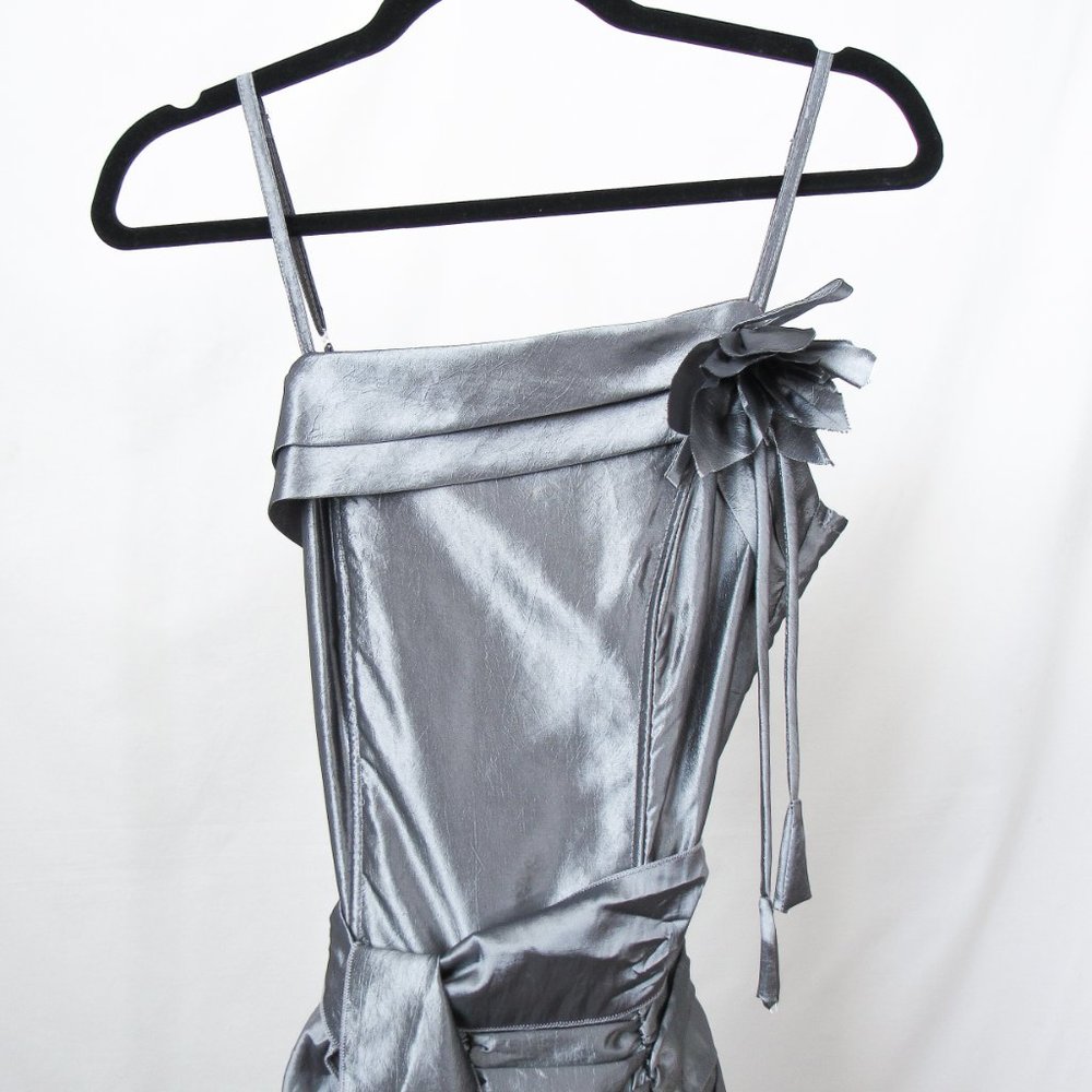 I. Design Original Vintage 90s Silver Ruched Dress Party dress! Size-S - Picture 9 of 14